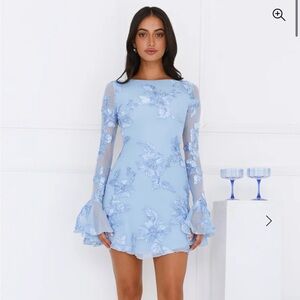 Hello Molly Light Blue Floral Long Sleeve Dress